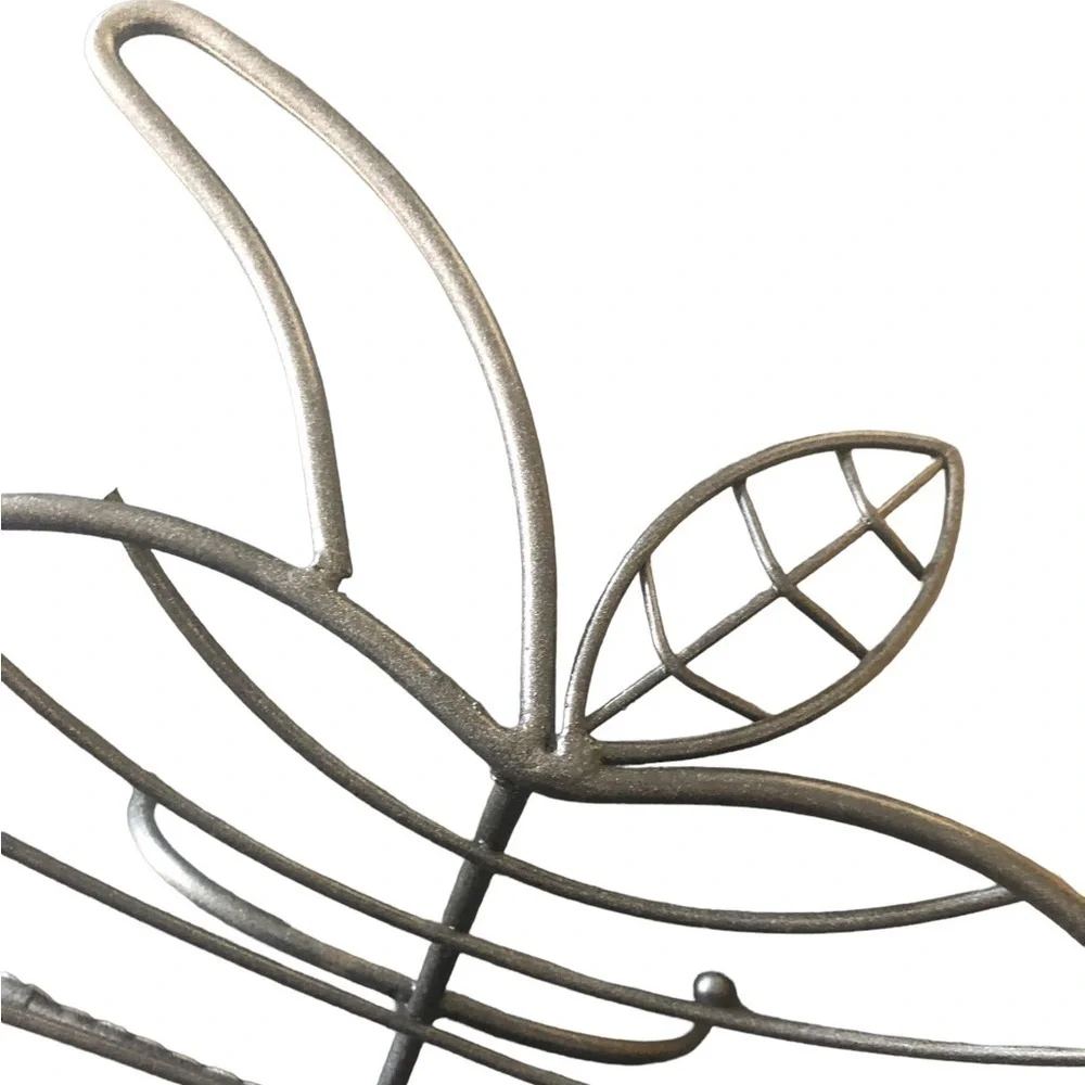 Large Wrought Iron Apple Basket Decor Fruit Fall Apple Picking 15.5”X13X8
